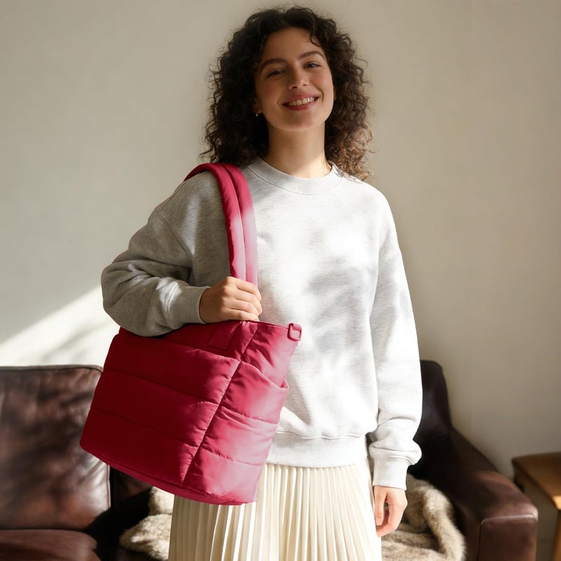 GASSDA Tote Bag for Women Puffer Tote Bag Large Nurse Bags Shoulder Handbag with Zipper for Work Travel - Image 2